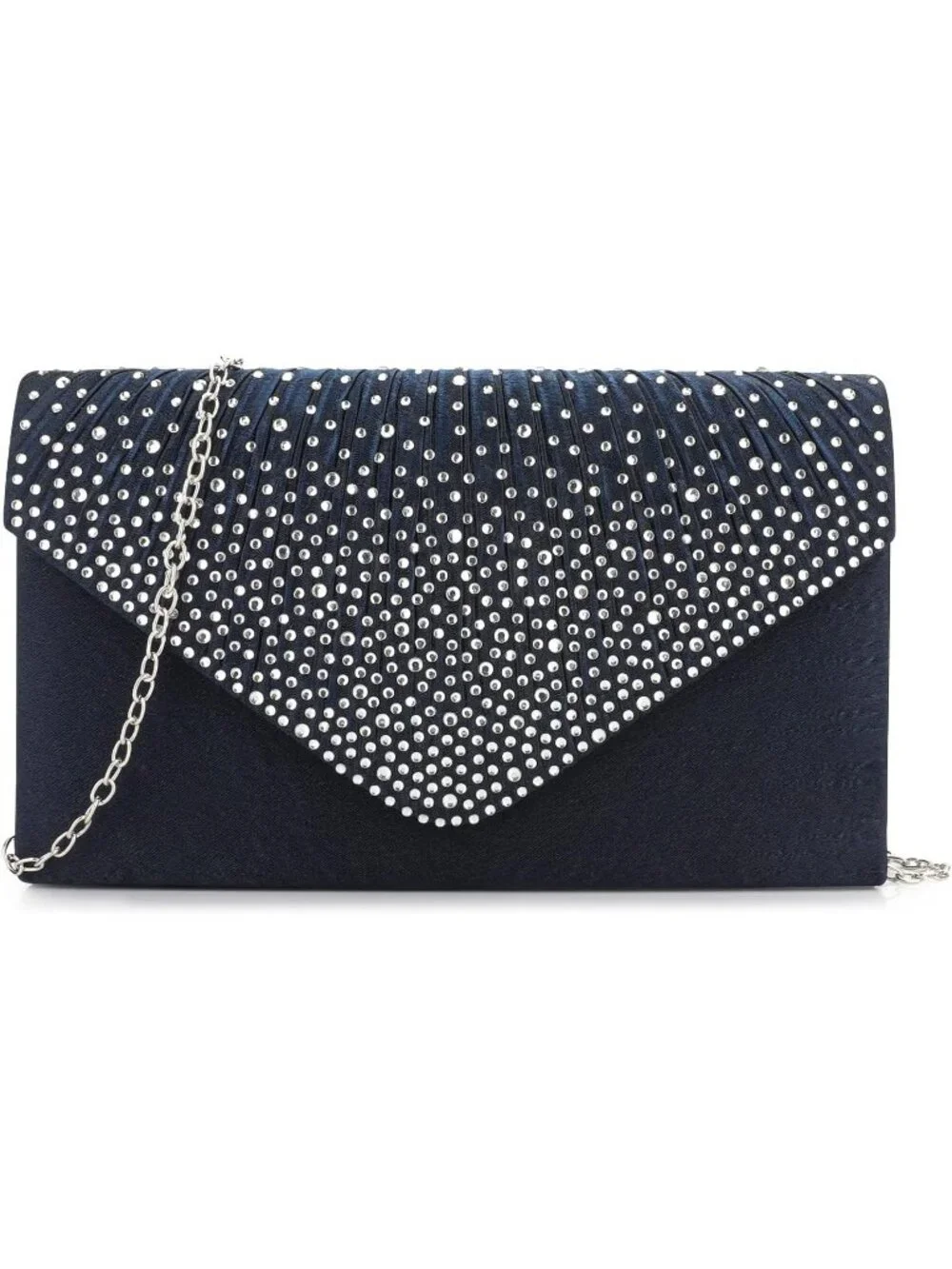 Women's Navy White Rhinestone Clutch Purse For Evening Bag Wedding Handbags